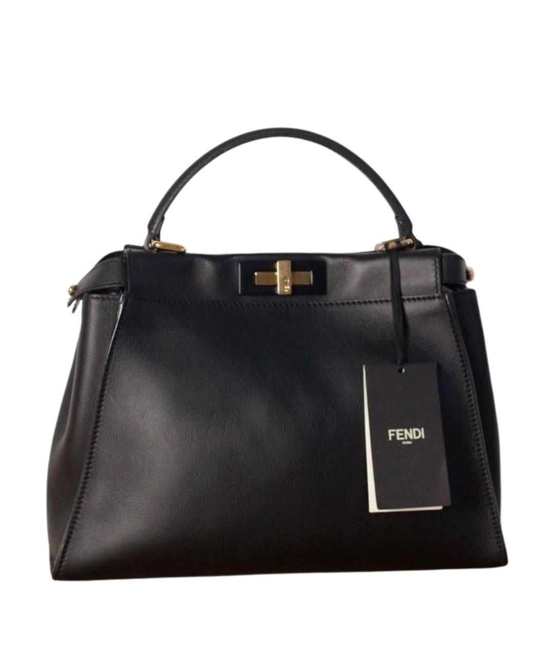 FENDI Черная кожаная сумка с короткими ручками, фото 1