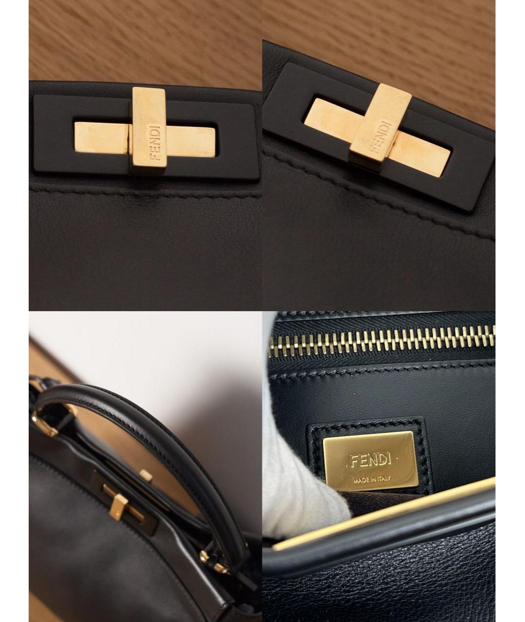 FENDI Черная кожаная сумка с короткими ручками, фото 7
