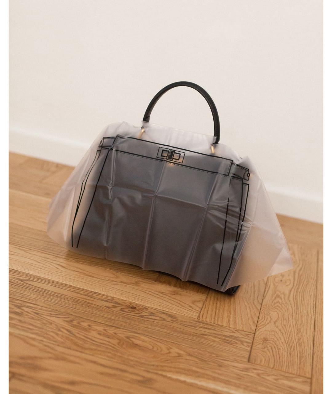 FENDI Черная кожаная сумка с короткими ручками, фото 5