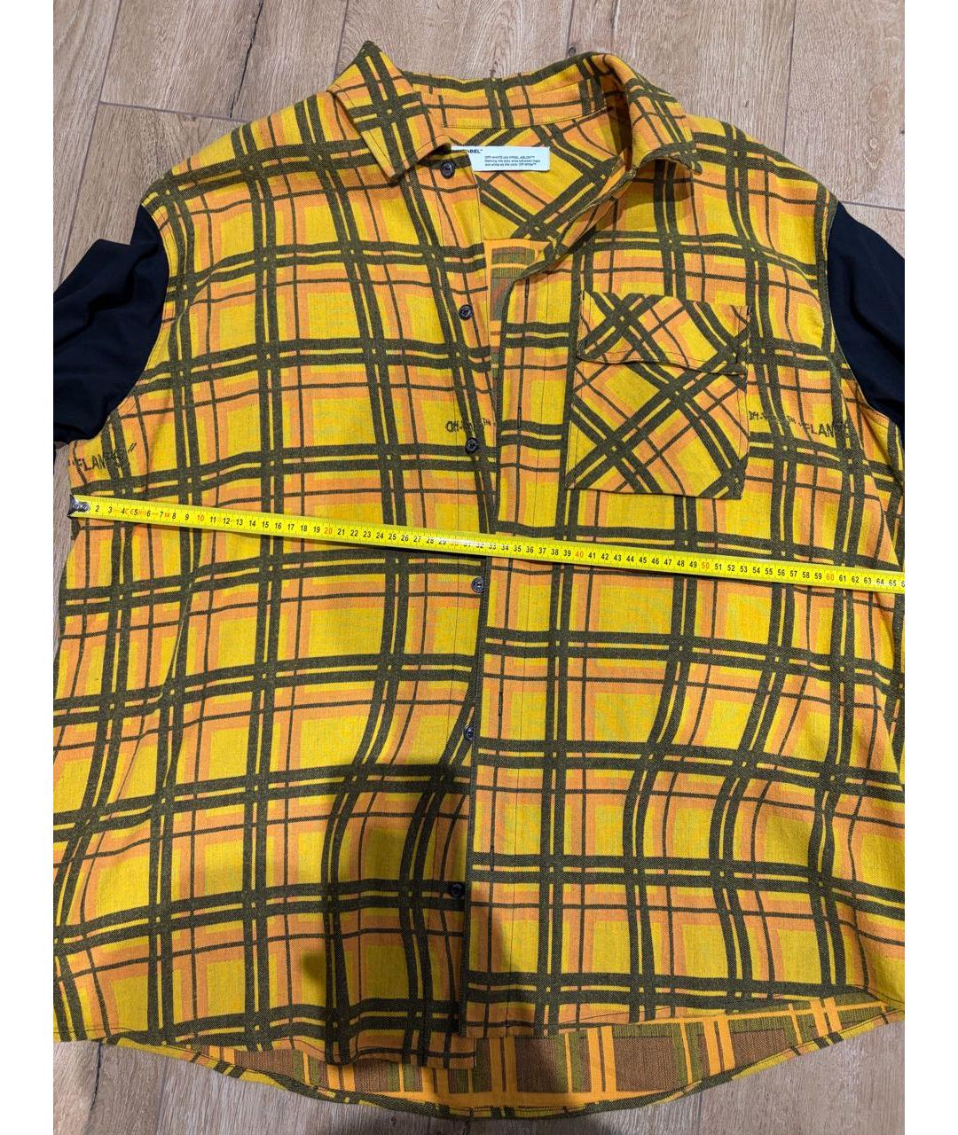 OFF-WHITE Желтая хлопковая кэжуал рубашка, фото 4