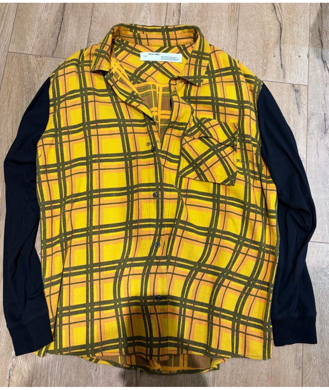 OFF-WHITE Желтая хлопковая кэжуал рубашка, фото 5