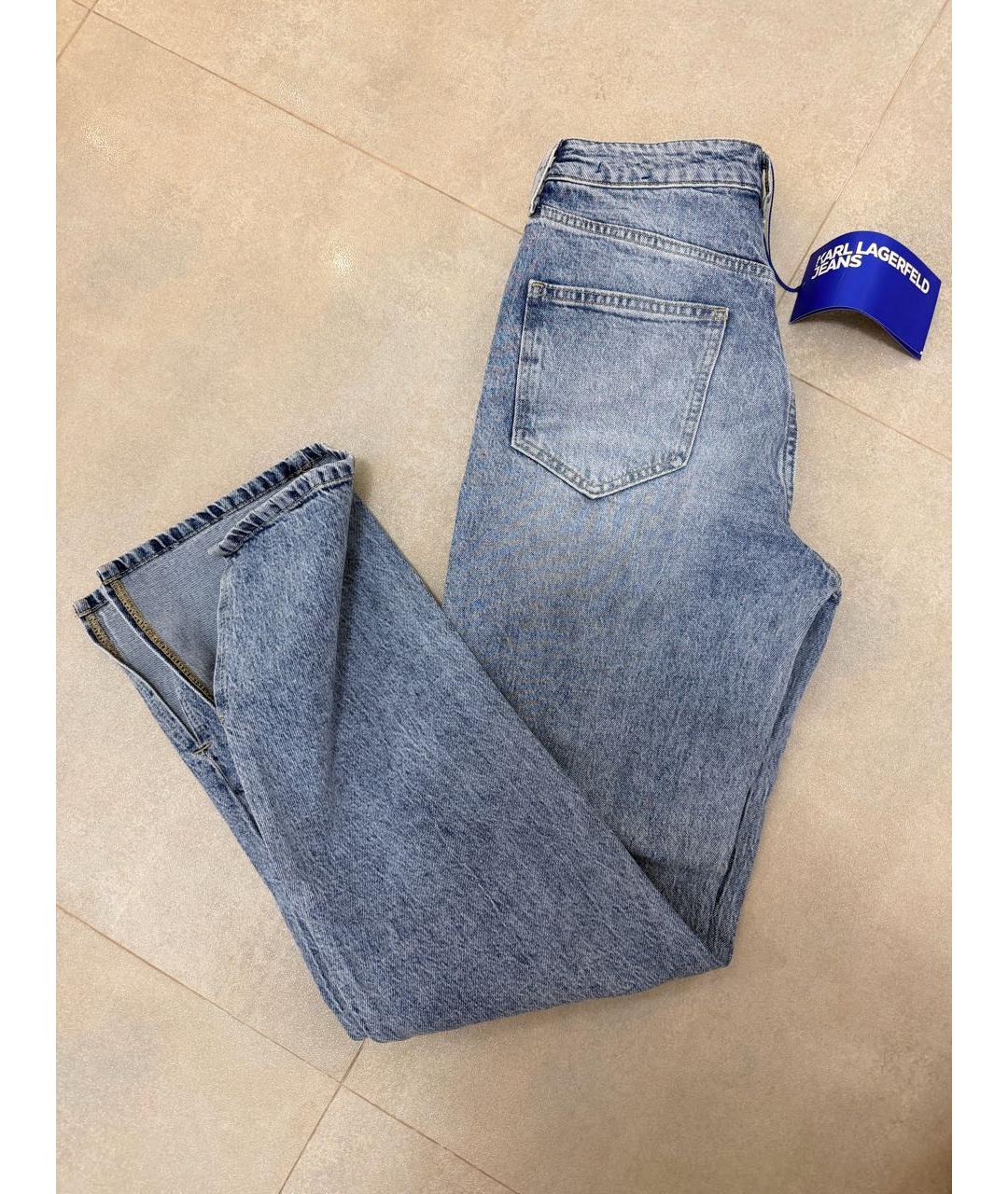 KARL LAGERFELD Голубые хлопко-эластановые прямые джинсы, фото 8