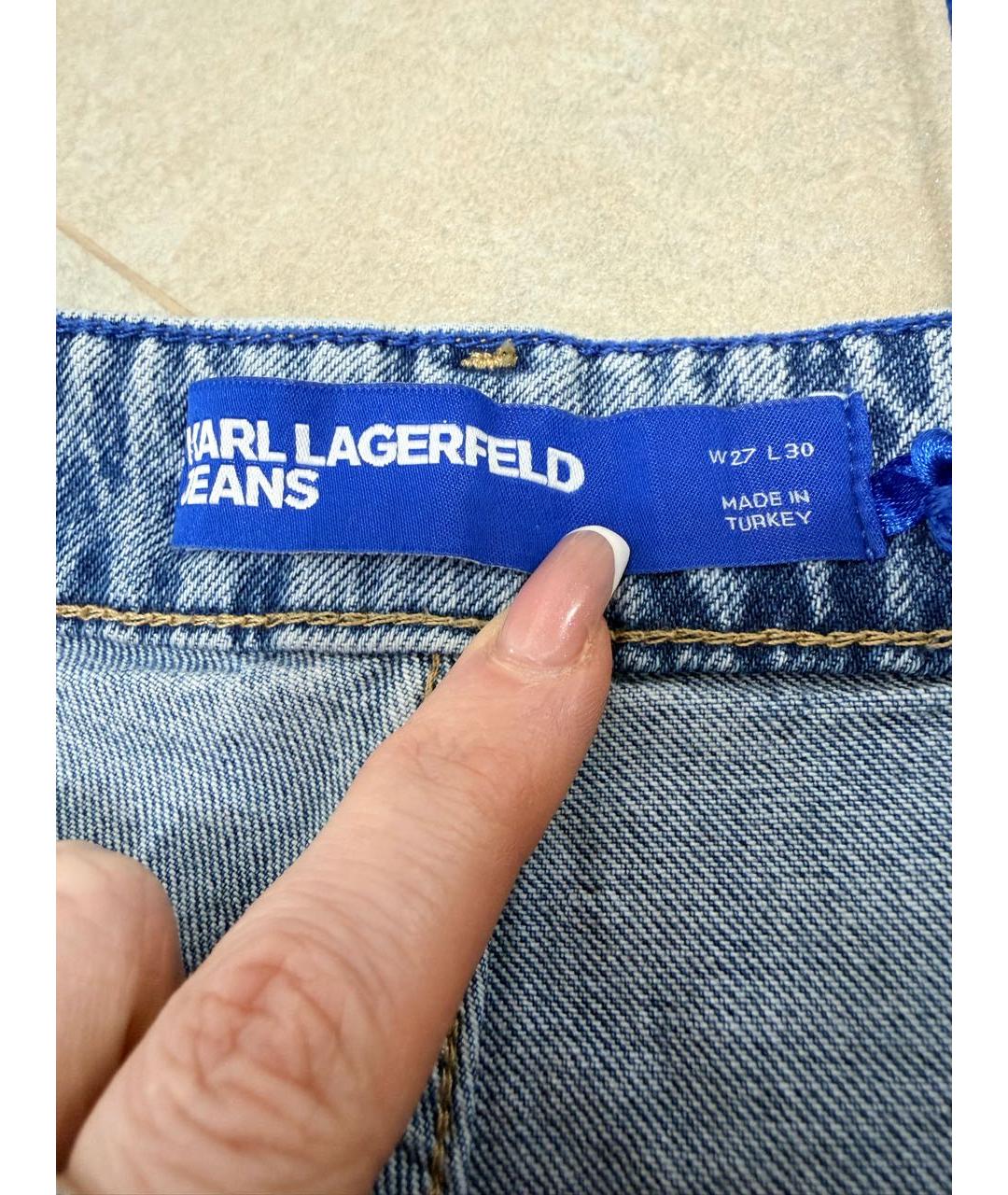 KARL LAGERFELD Голубые хлопко-эластановые прямые джинсы, фото 7