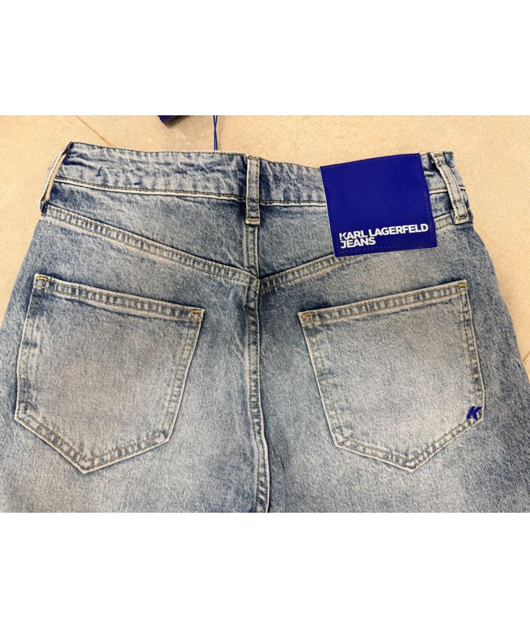 KARL LAGERFELD Голубые хлопко-эластановые прямые джинсы, фото 4