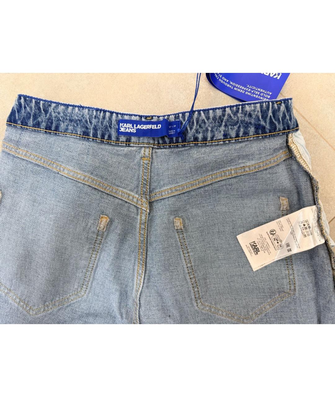 KARL LAGERFELD Голубые хлопко-эластановые прямые джинсы, фото 3