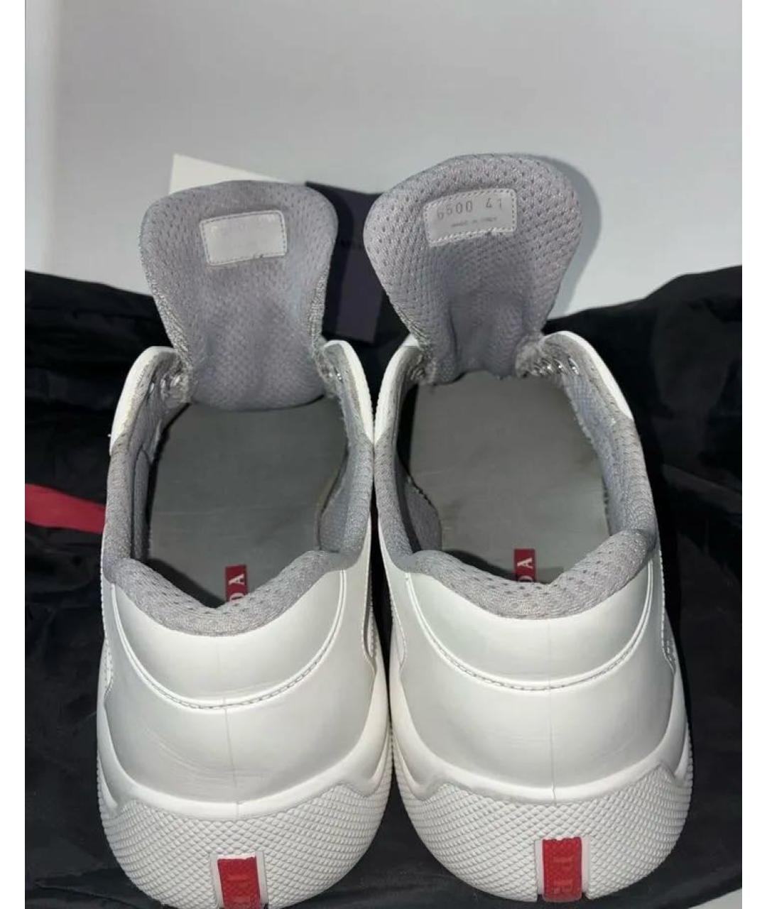 PRADA Белые резиновые низкие кроссовки / кеды, фото 4