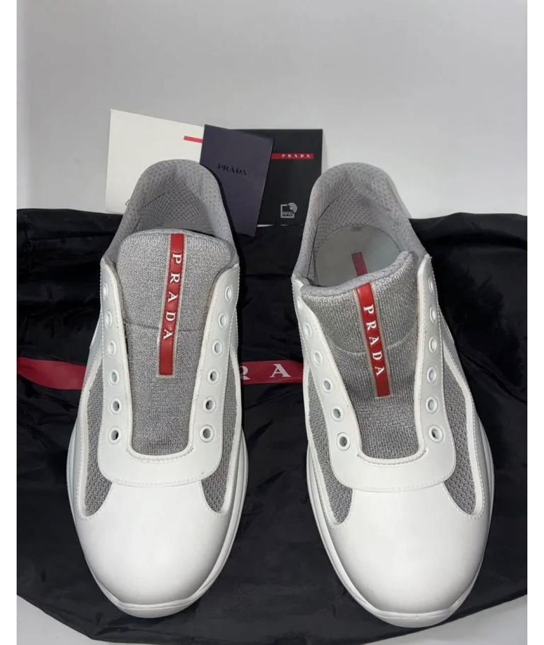 PRADA Белые резиновые низкие кроссовки / кеды, фото 2