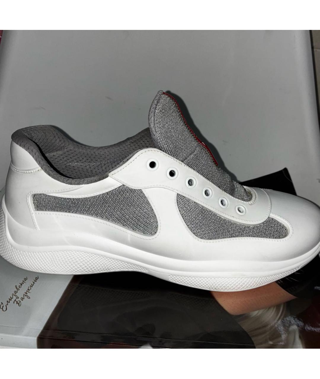 PRADA Белые резиновые низкие кроссовки / кеды, фото 8