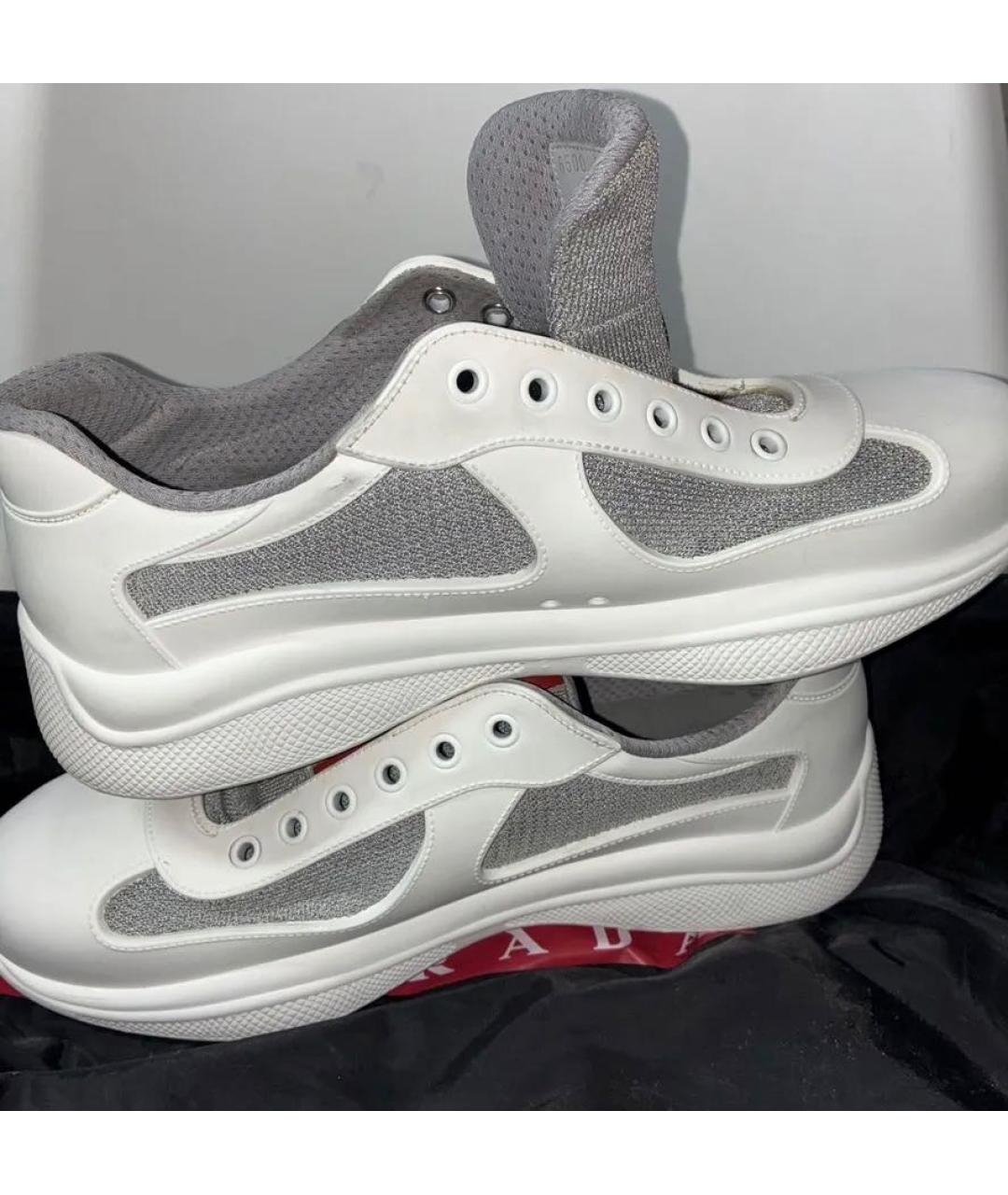 PRADA Белые резиновые низкие кроссовки / кеды, фото 7