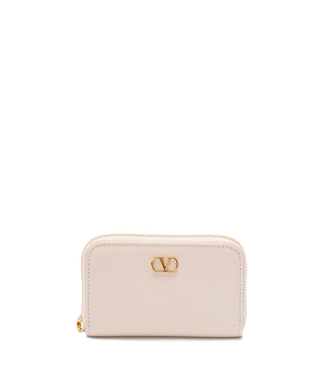 VALENTINO Бежевый кожаный кошелек, фото 1