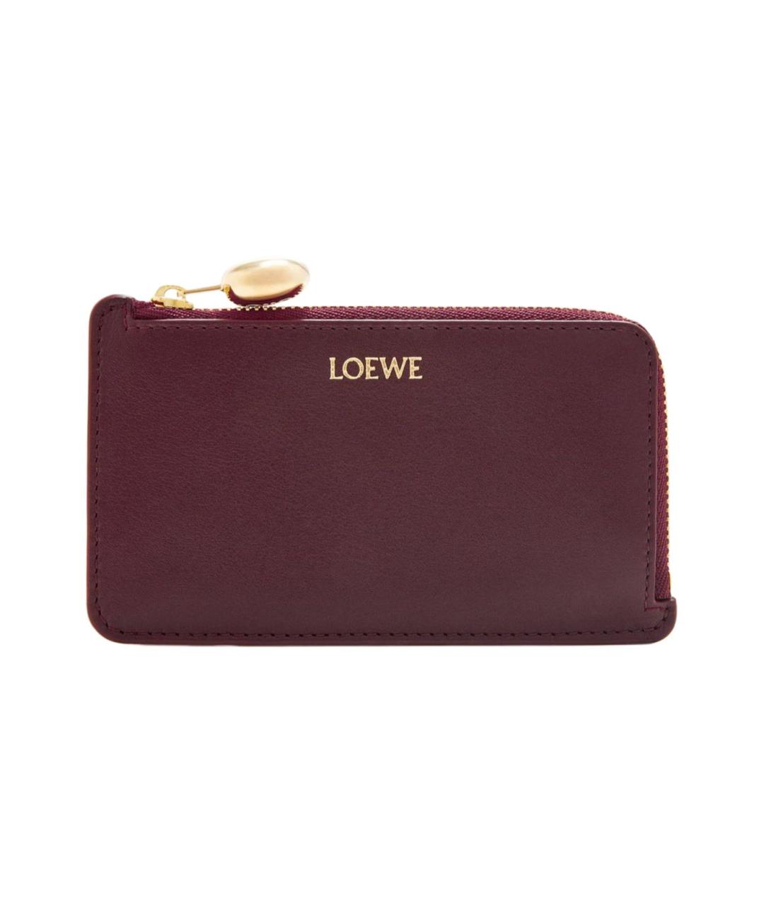 LOEWE Бордовый кожаный кардхолдер, фото 1