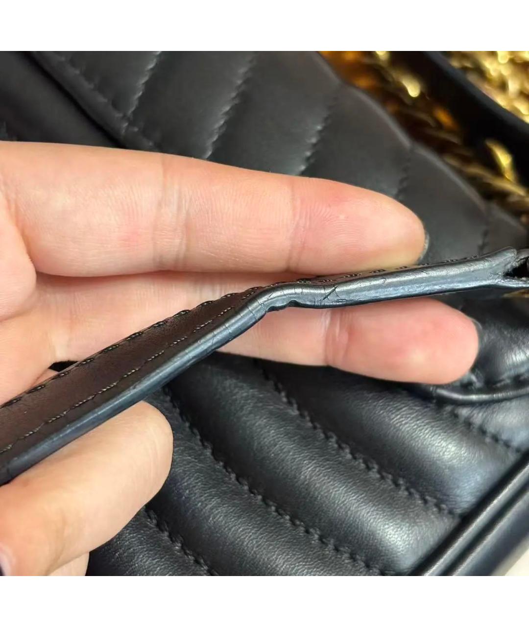 LOUIS VUITTON Черная кожаная сумка через плечо, фото 8