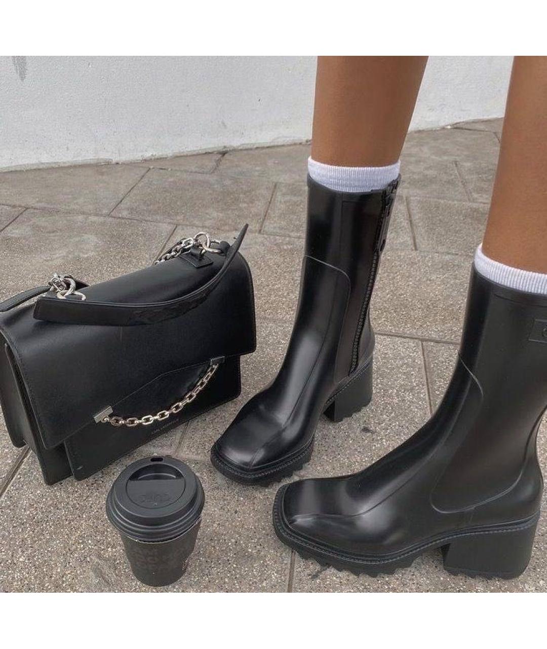 CHLOE Черные резиновые ботильоны, фото 2