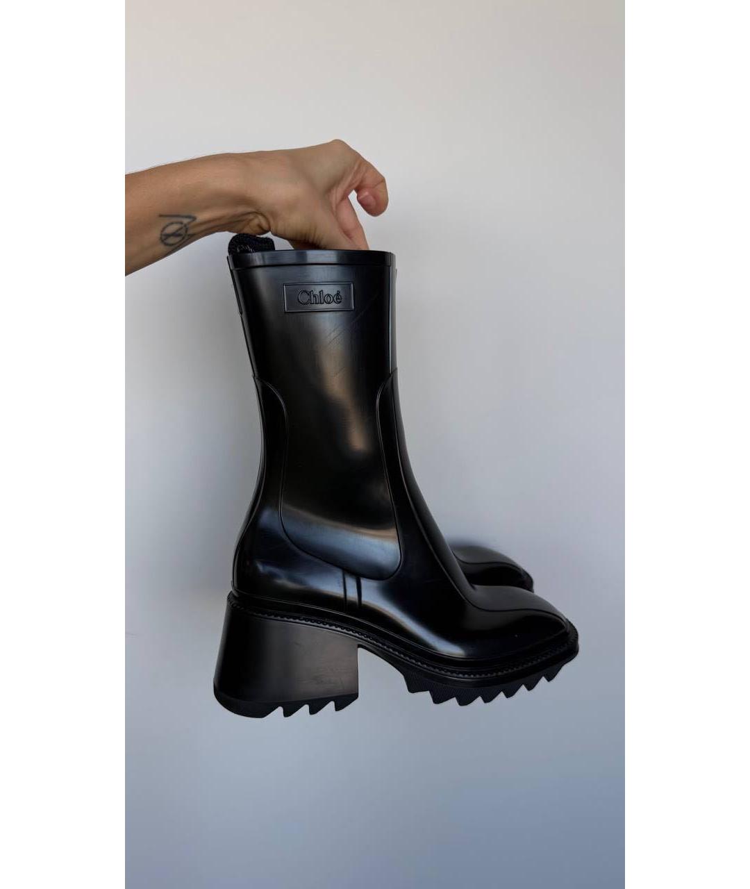 CHLOE Черные резиновые ботильоны, фото 3