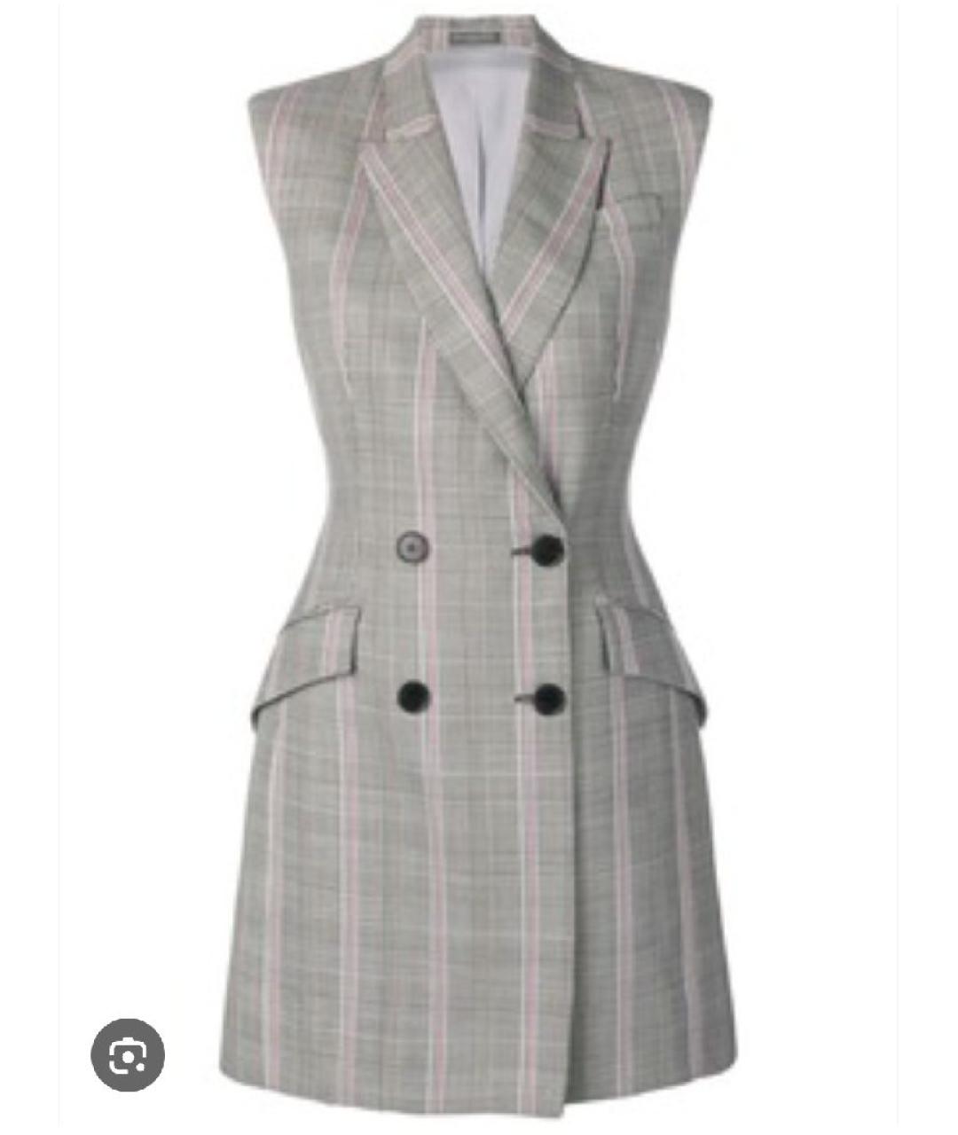 ALEXANDER MCQUEEN Серое шерстяное повседневное платье, фото 10