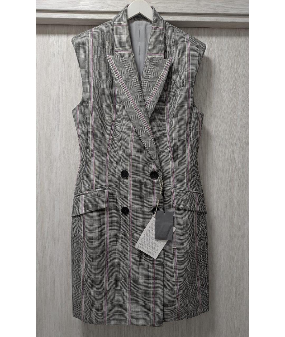 ALEXANDER MCQUEEN Серое шерстяное повседневное платье, фото 9