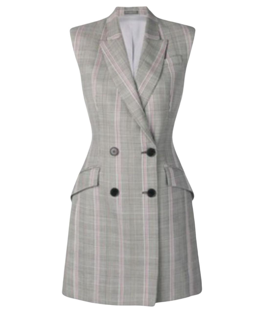 ALEXANDER MCQUEEN Серое шерстяное повседневное платье, фото 1