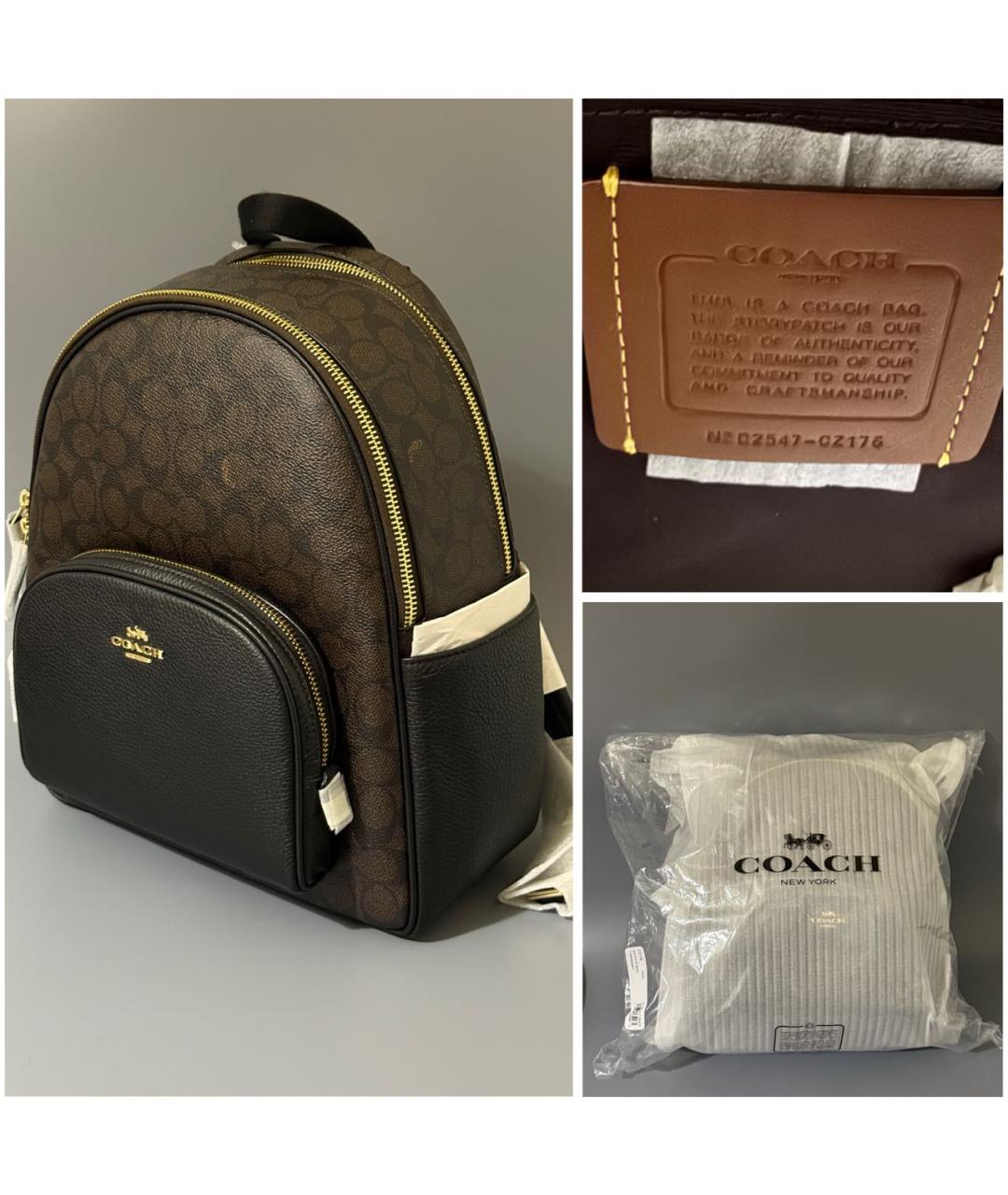 COACH Коричневый кожаный рюкзак, фото 7