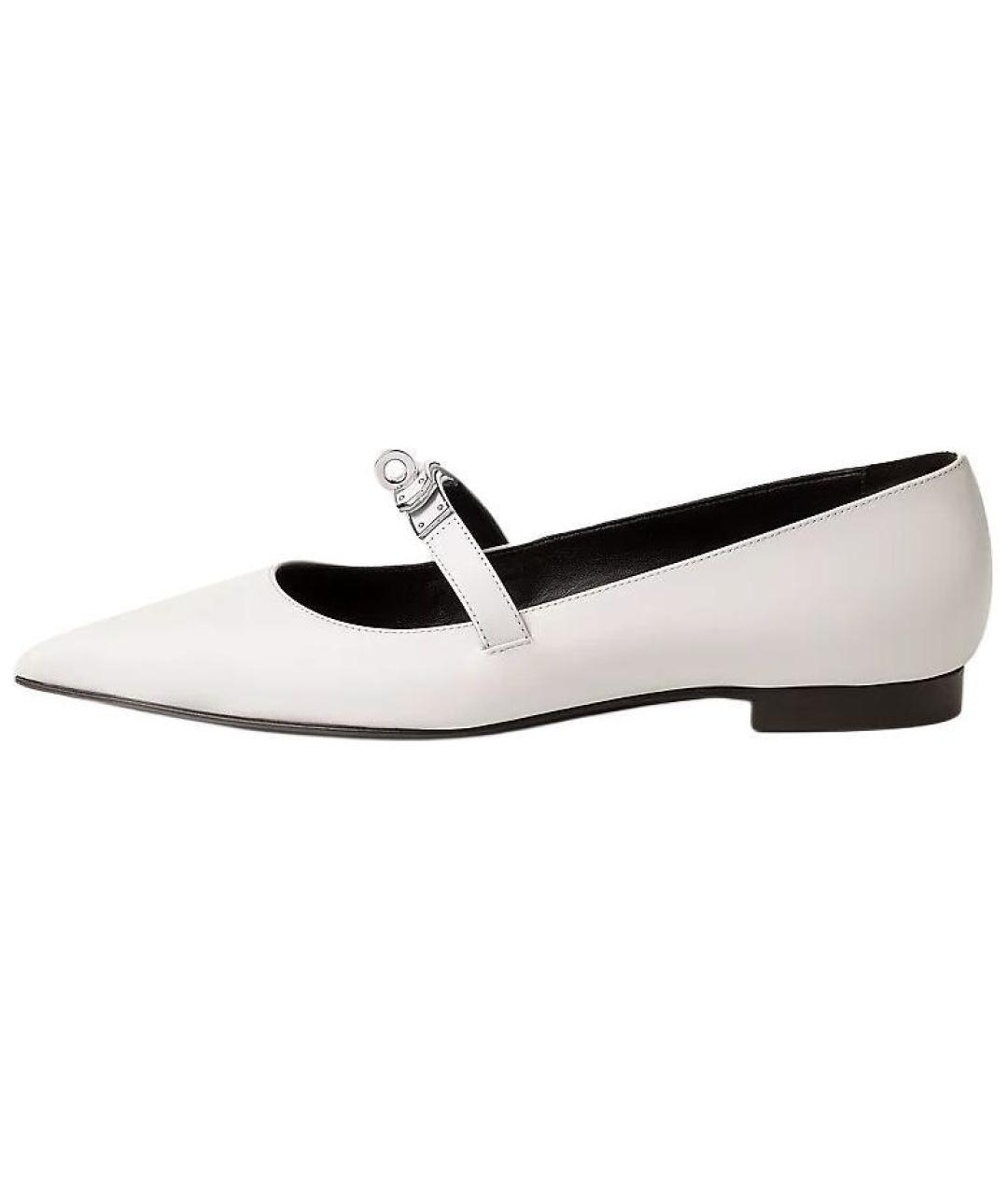 HERMES Белые кожаные балетки, фото 2