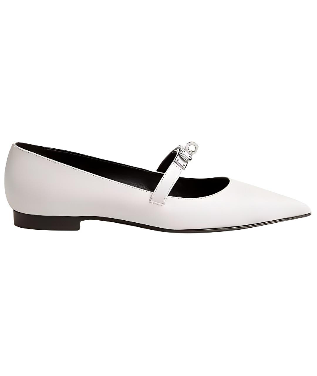 HERMES Белые кожаные балетки, фото 1