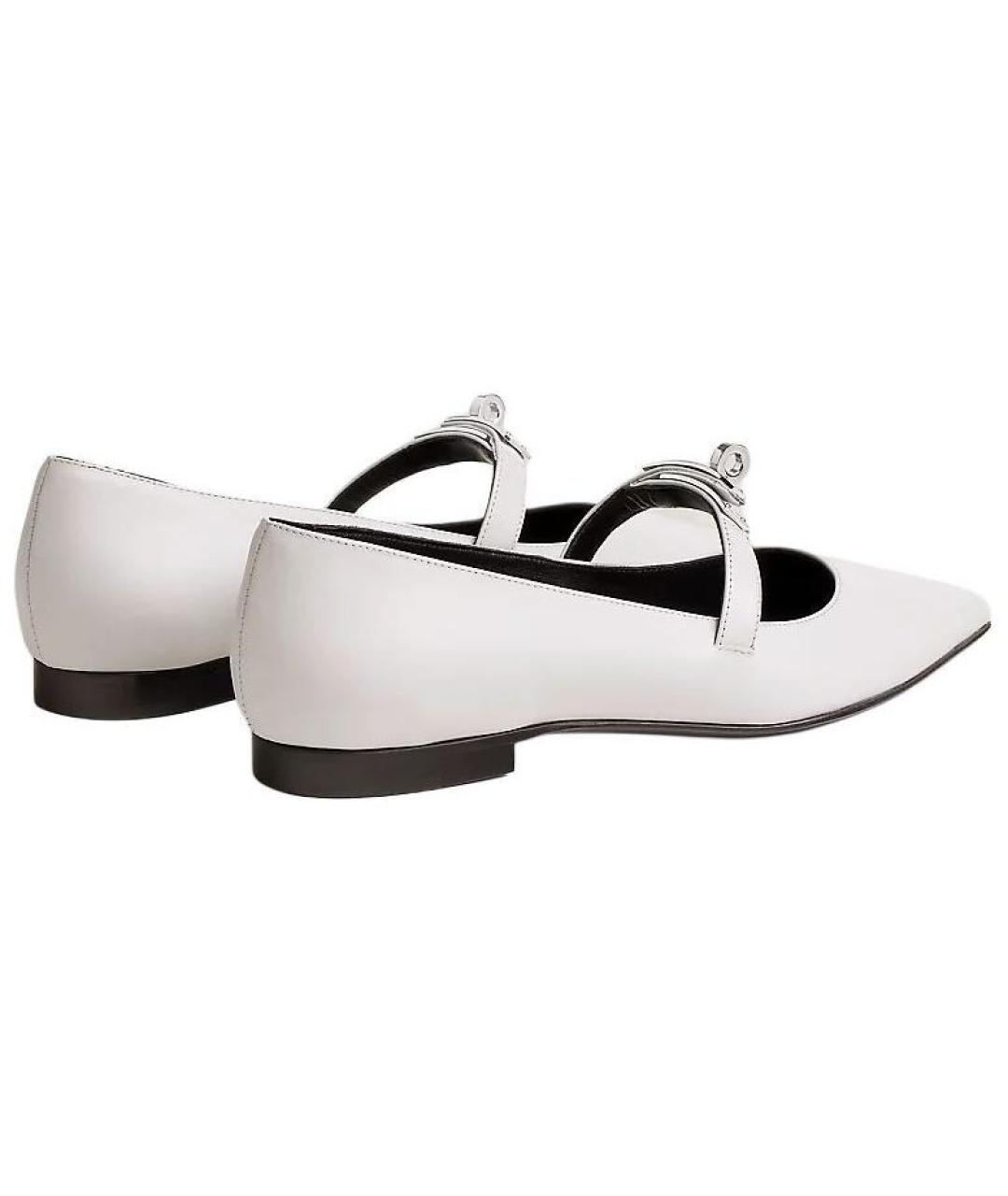 HERMES Белые кожаные балетки, фото 4