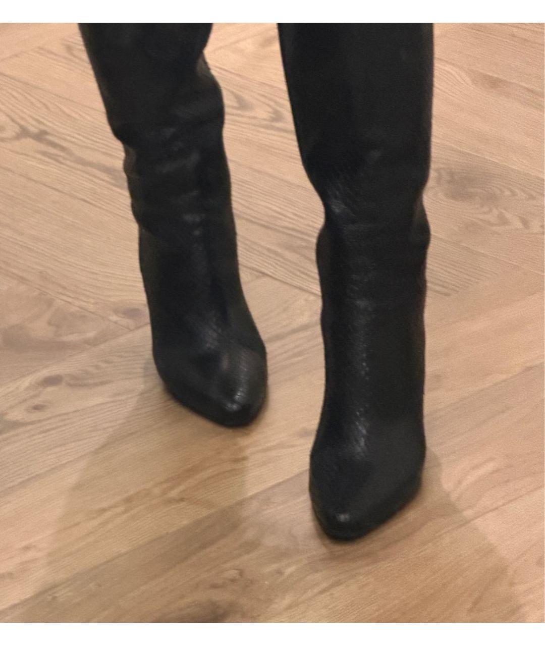 SAINT LAURENT Черные кожаные сапоги, фото 5