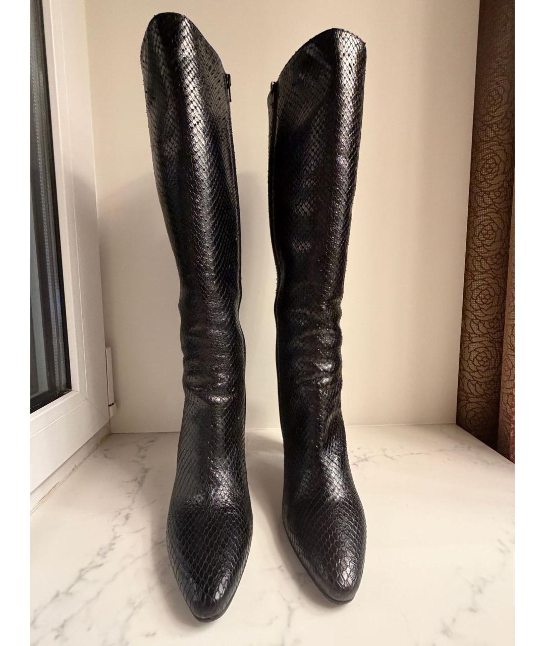 SAINT LAURENT Черные кожаные сапоги, фото 2