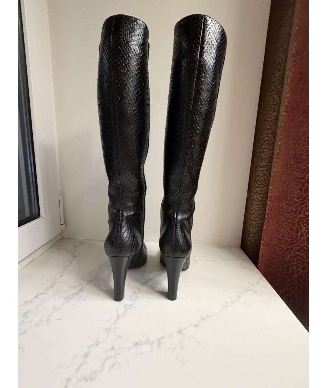 SAINT LAURENT Черные кожаные сапоги, фото 4