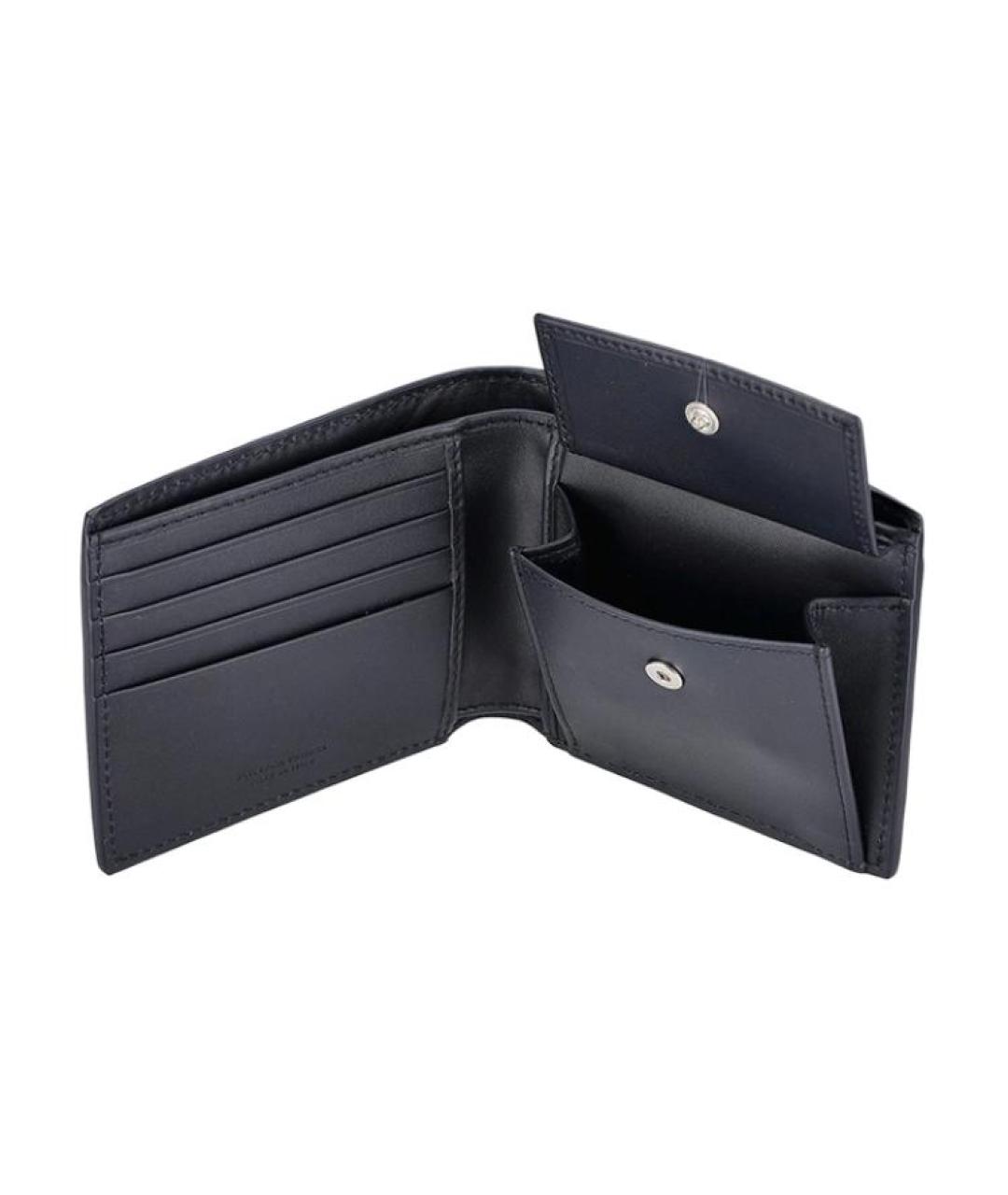 BOTTEGA VENETA Темно-синий кожаный кошелек, фото 4