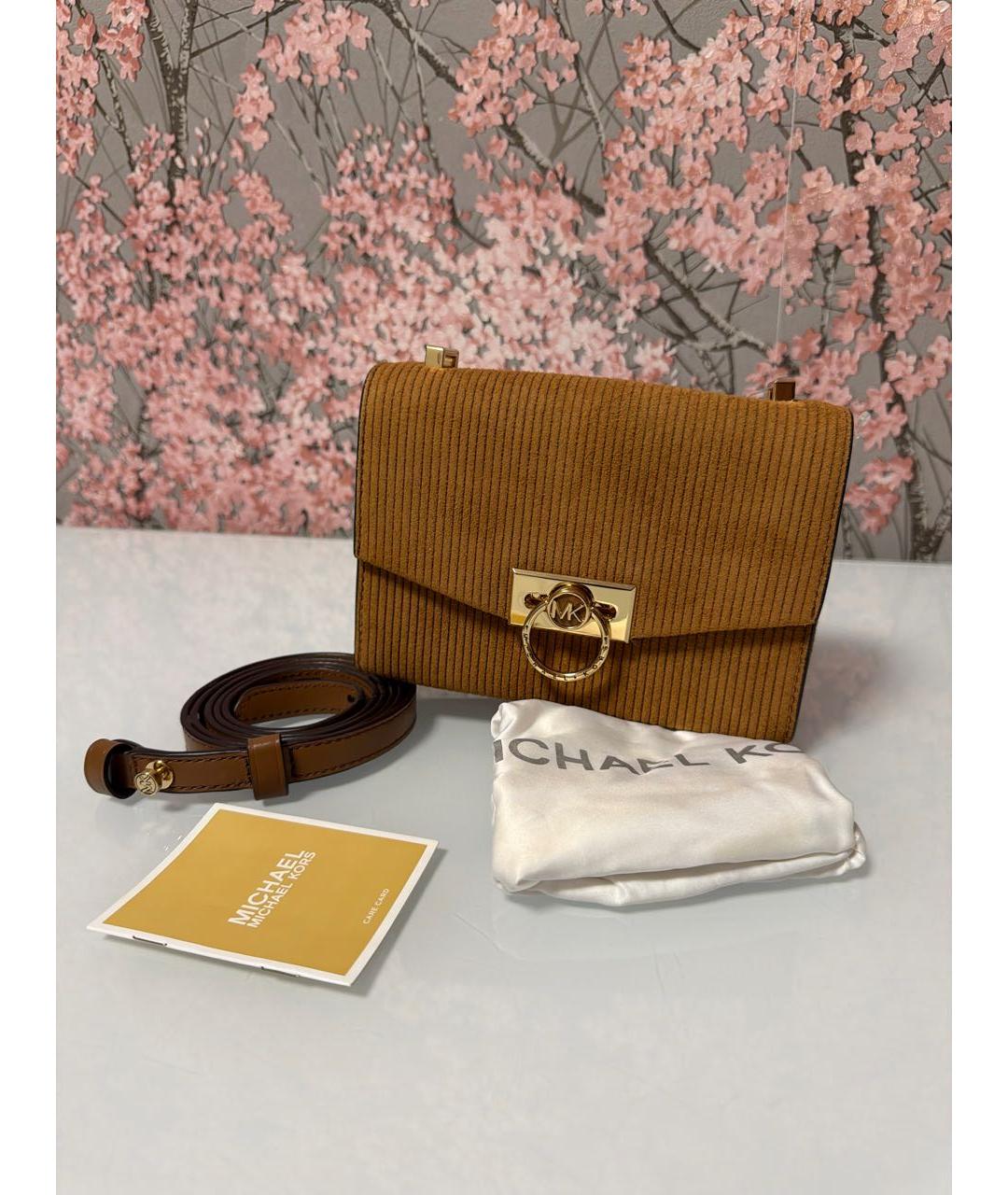 MICHAEL KORS Горчичная кожаная сумка через плечо, фото 9