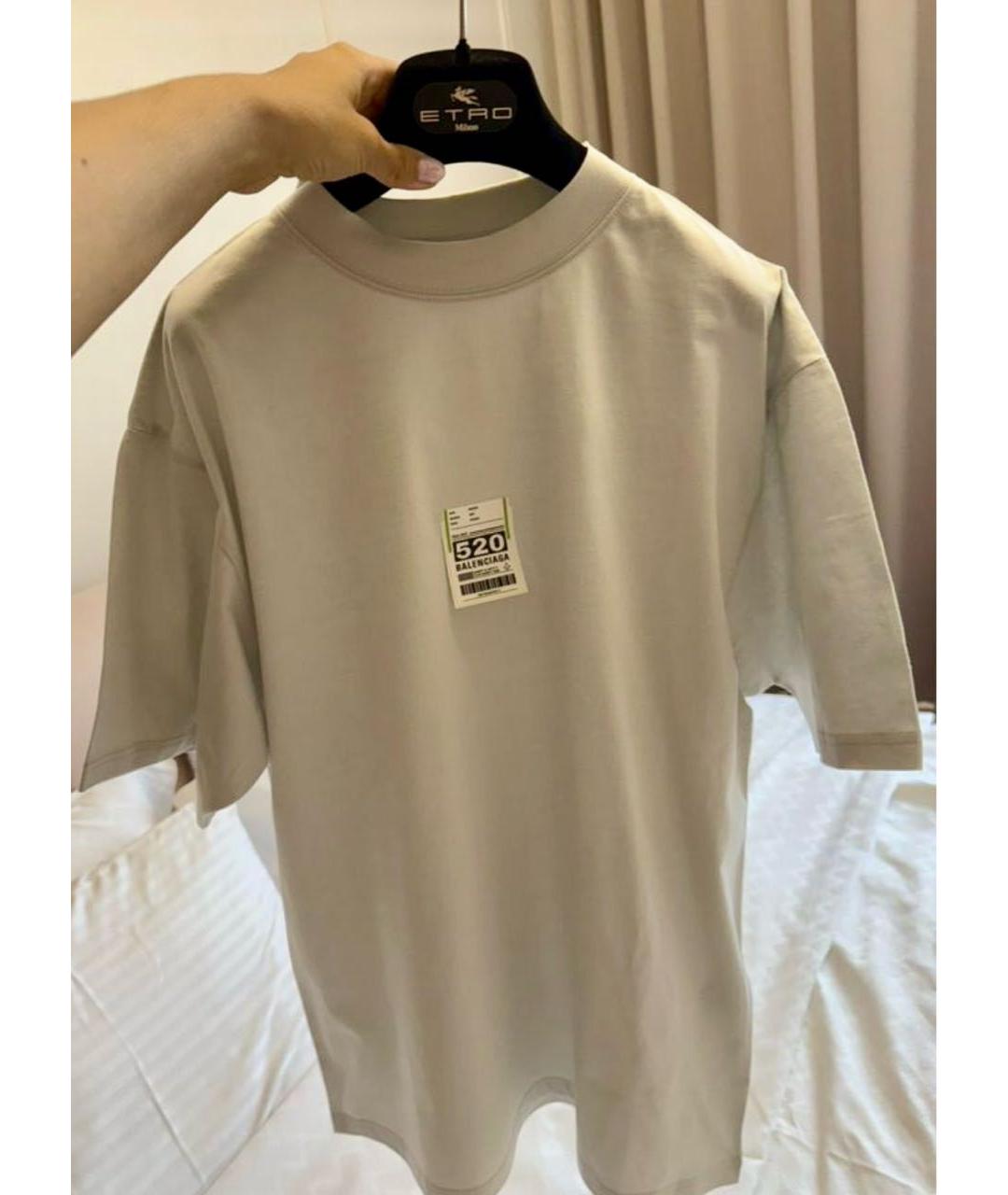 BALENCIAGA Серая хлопковая футболка, фото 5
