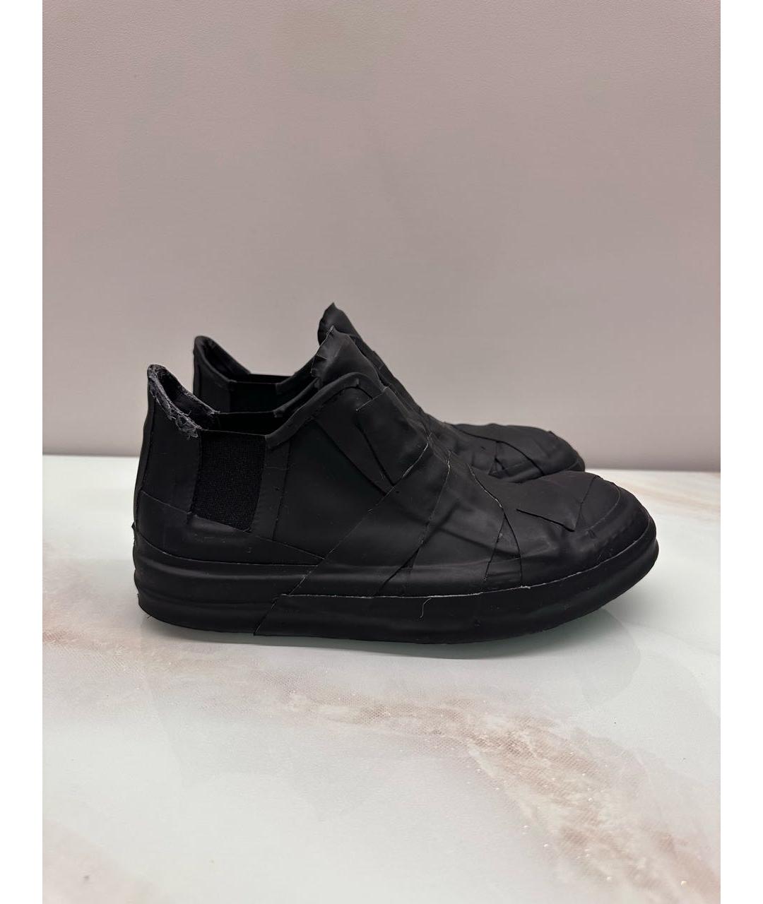 RICK OWENS Черные резиновые низкие кроссовки / кеды, фото 8