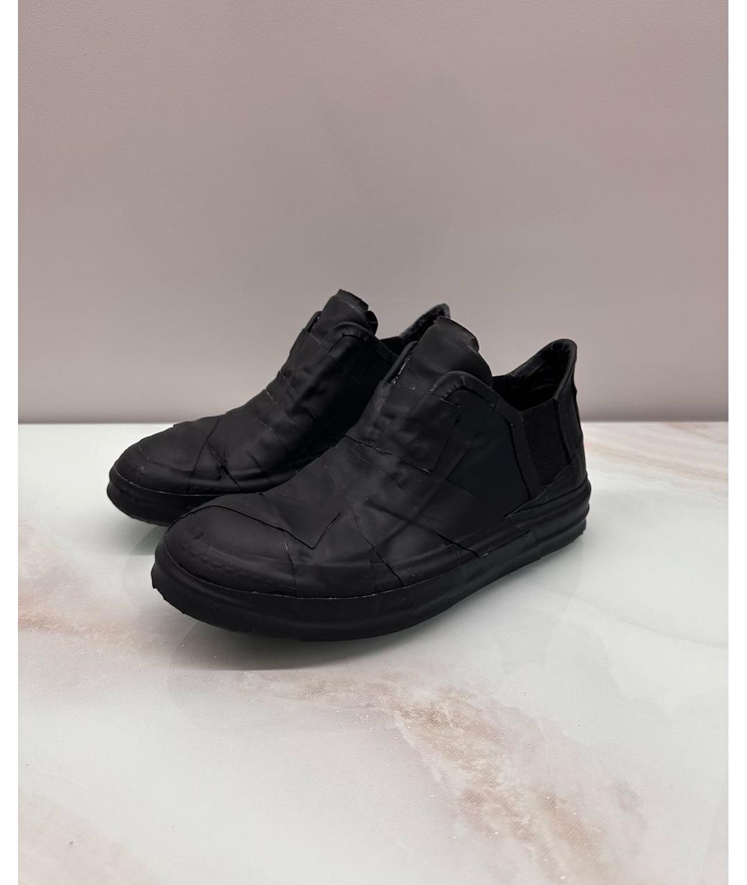 RICK OWENS Черные резиновые низкие кроссовки / кеды, фото 2