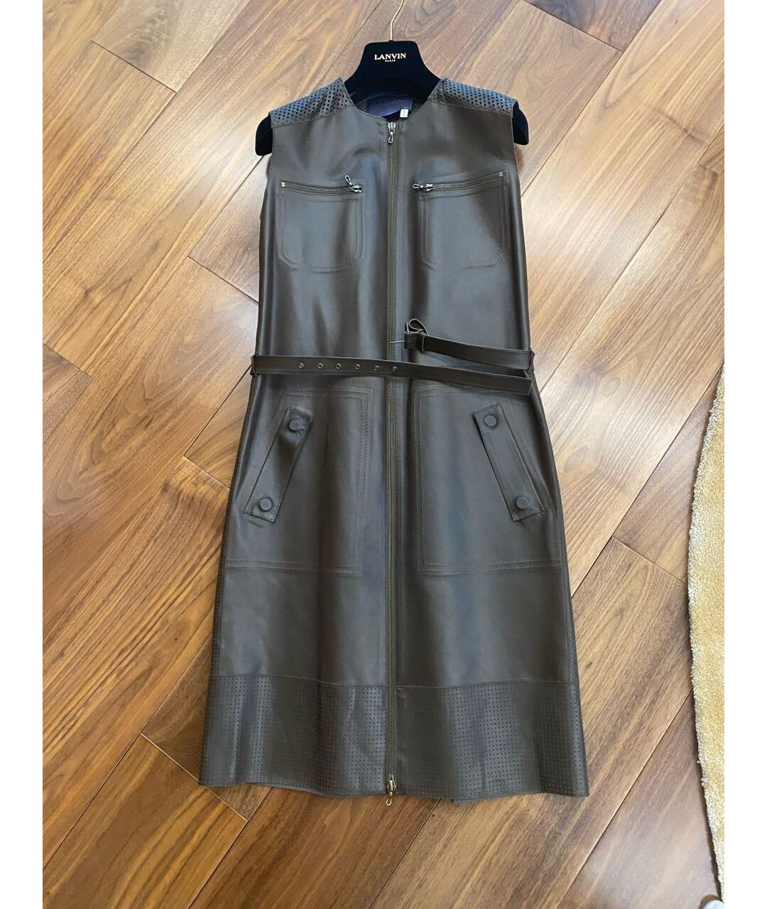 LANVIN Коричневый кожаный жилет, фото 5