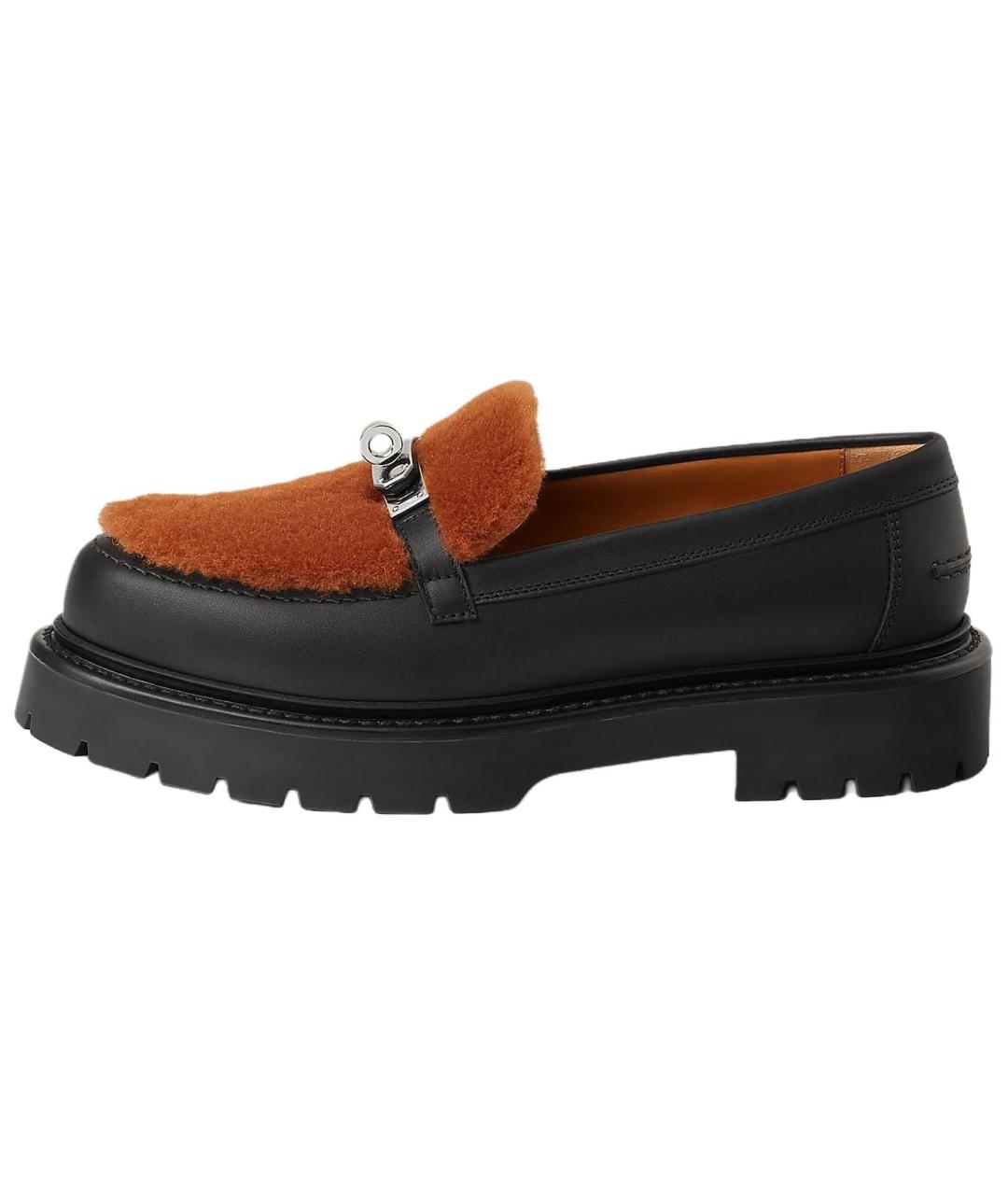 HERMES Черные кожаные лоферы, фото 2