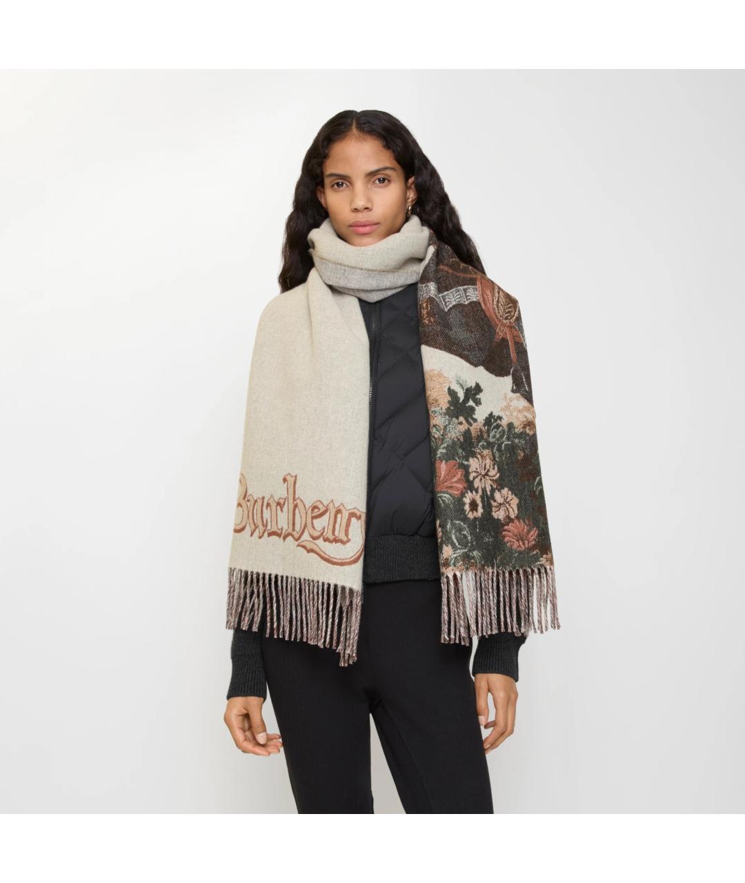 BURBERRY Бежевый кашемировый платок, фото 3