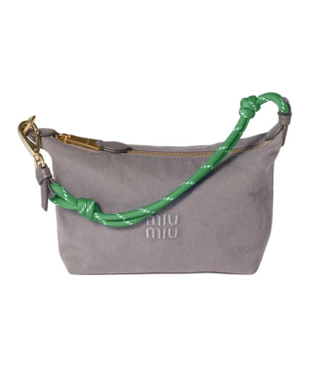 MIU MIU Серая тканевая сумка через плечо, фото 1