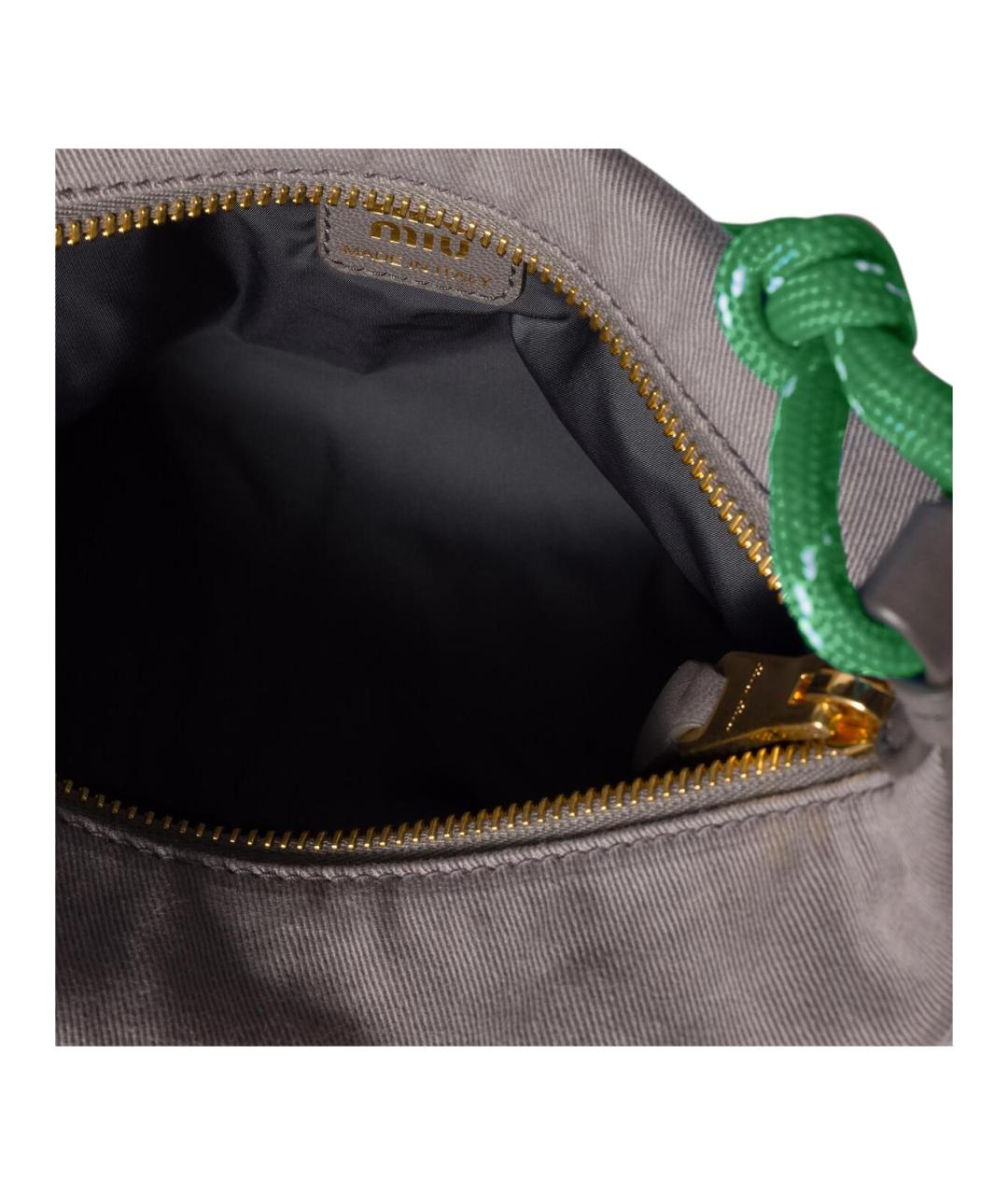 MIU MIU Серая тканевая сумка через плечо, фото 5