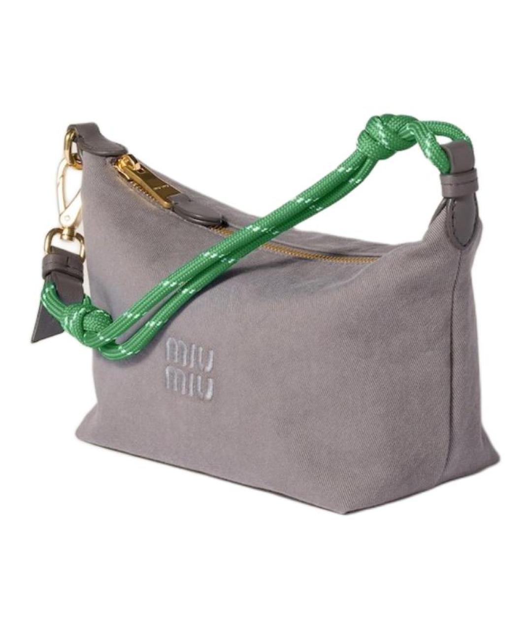 MIU MIU Серая тканевая сумка через плечо, фото 2