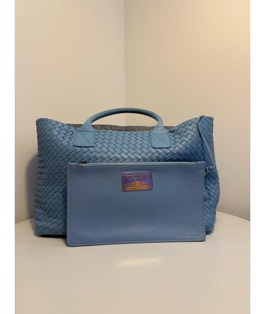 BOTTEGA VENETA Голубая кожаная сумка тоут, фото 2