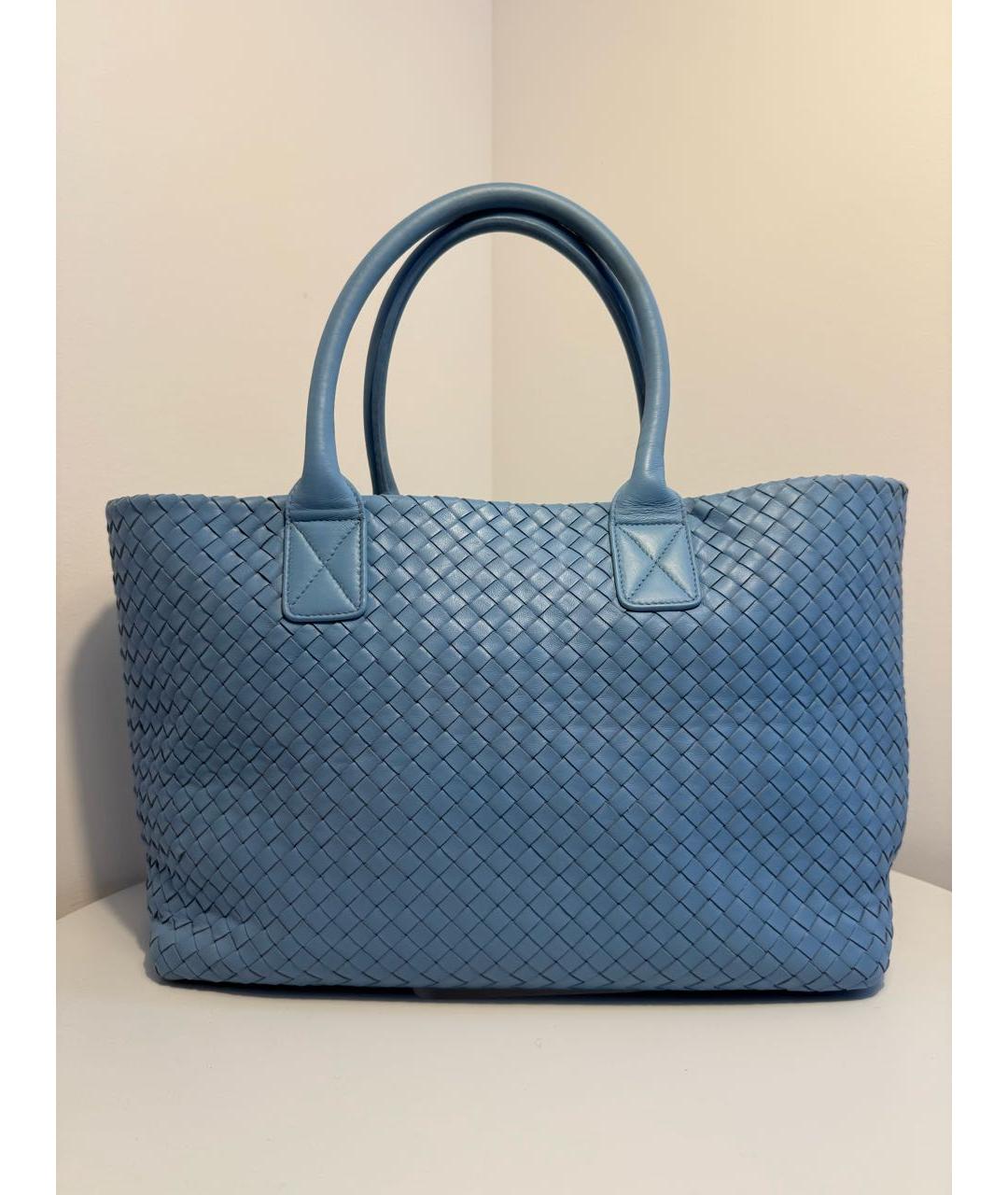 BOTTEGA VENETA Голубая кожаная сумка тоут, фото 7