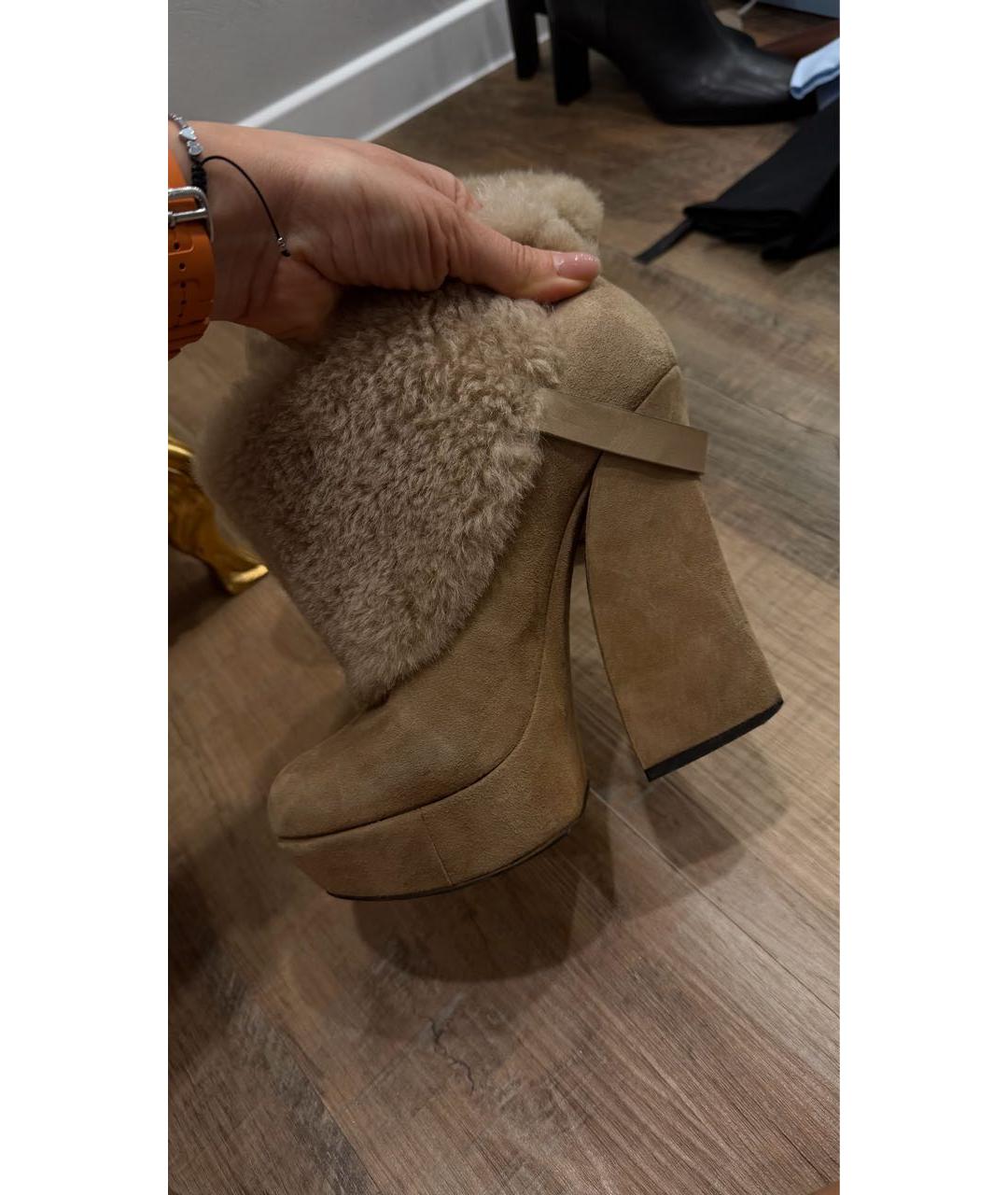 GIAN MARCO LORENZI Бежевые замшевые ботильоны, фото 6