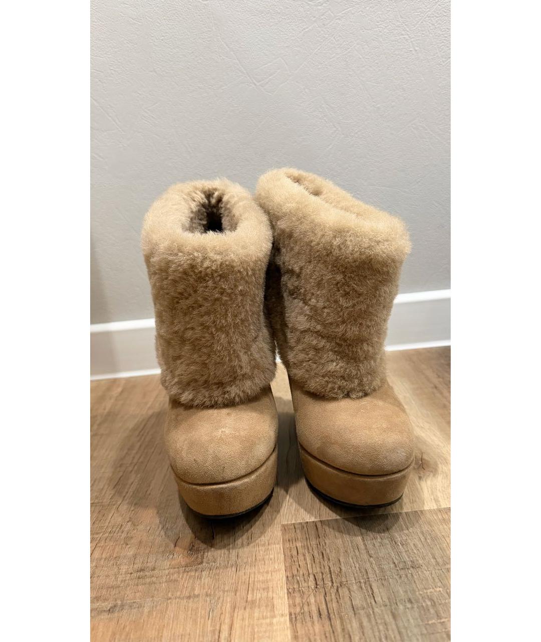 GIAN MARCO LORENZI Бежевые замшевые ботильоны, фото 2