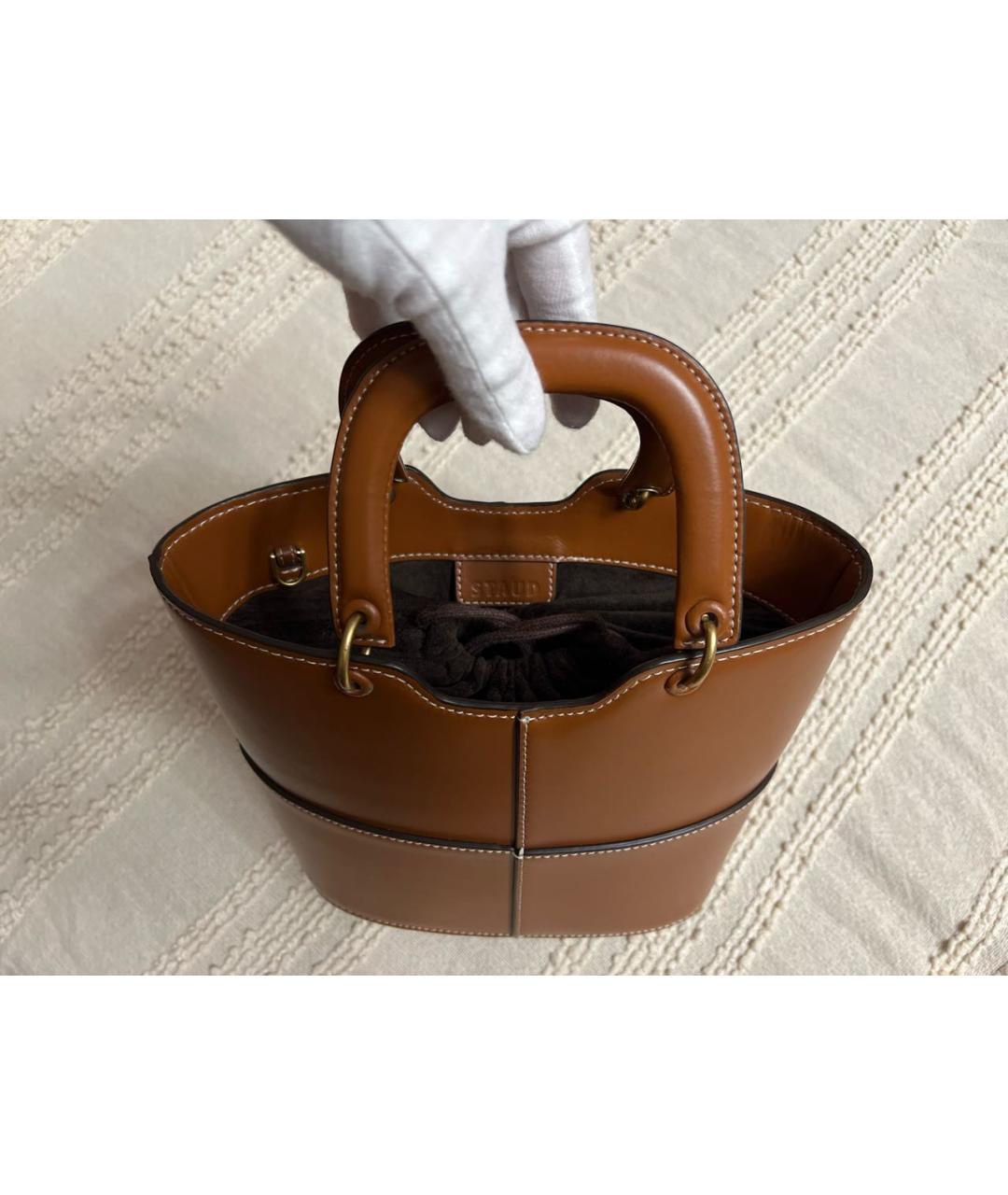 STAUD Коричневая кожаная сумка через плечо, фото 4