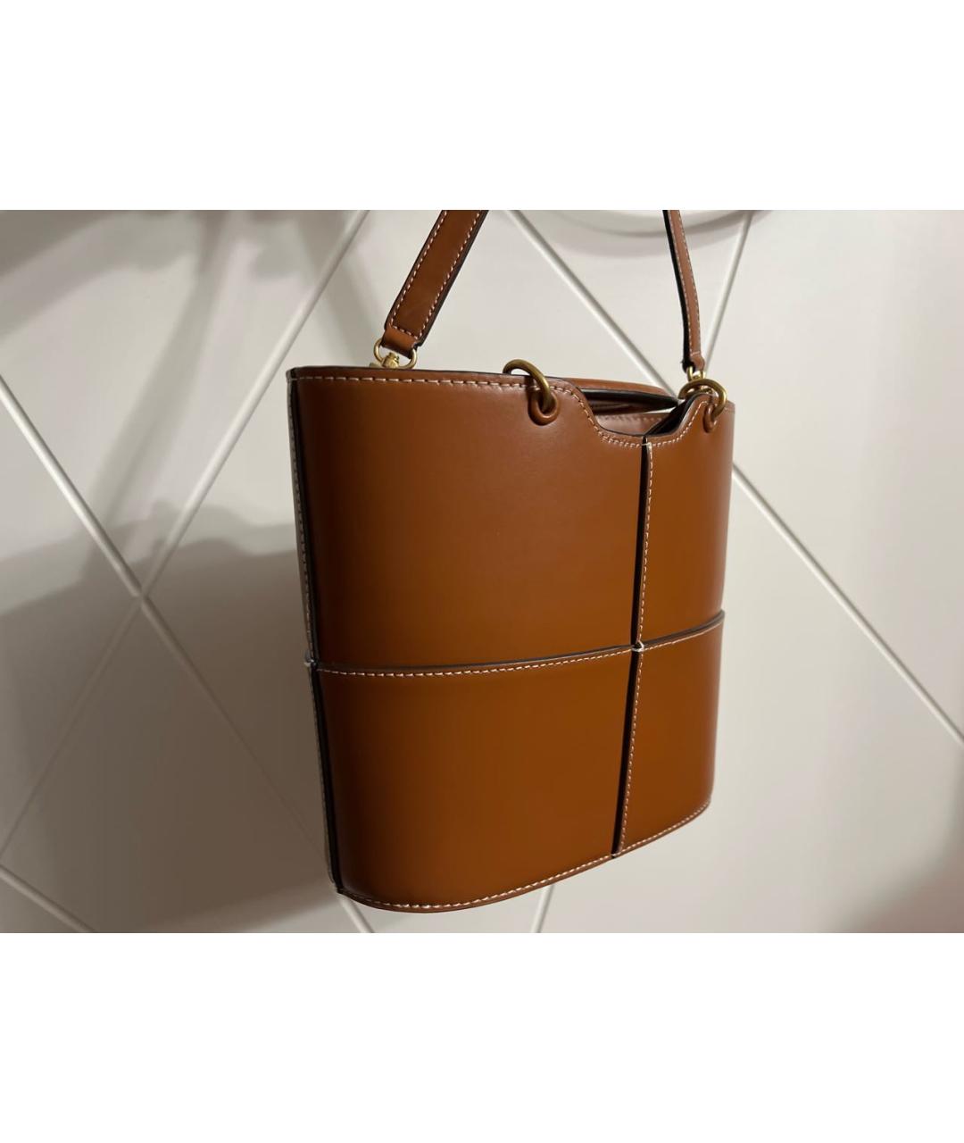 STAUD Коричневая кожаная сумка через плечо, фото 2