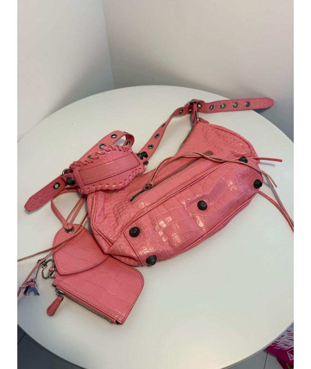 BALENCIAGA Розовая кожаная сумка через плечо, фото 2