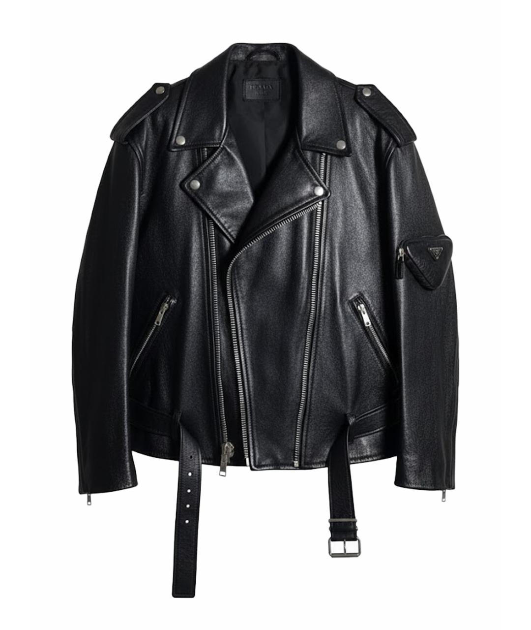PRADA Черная кожаная куртка, фото 1