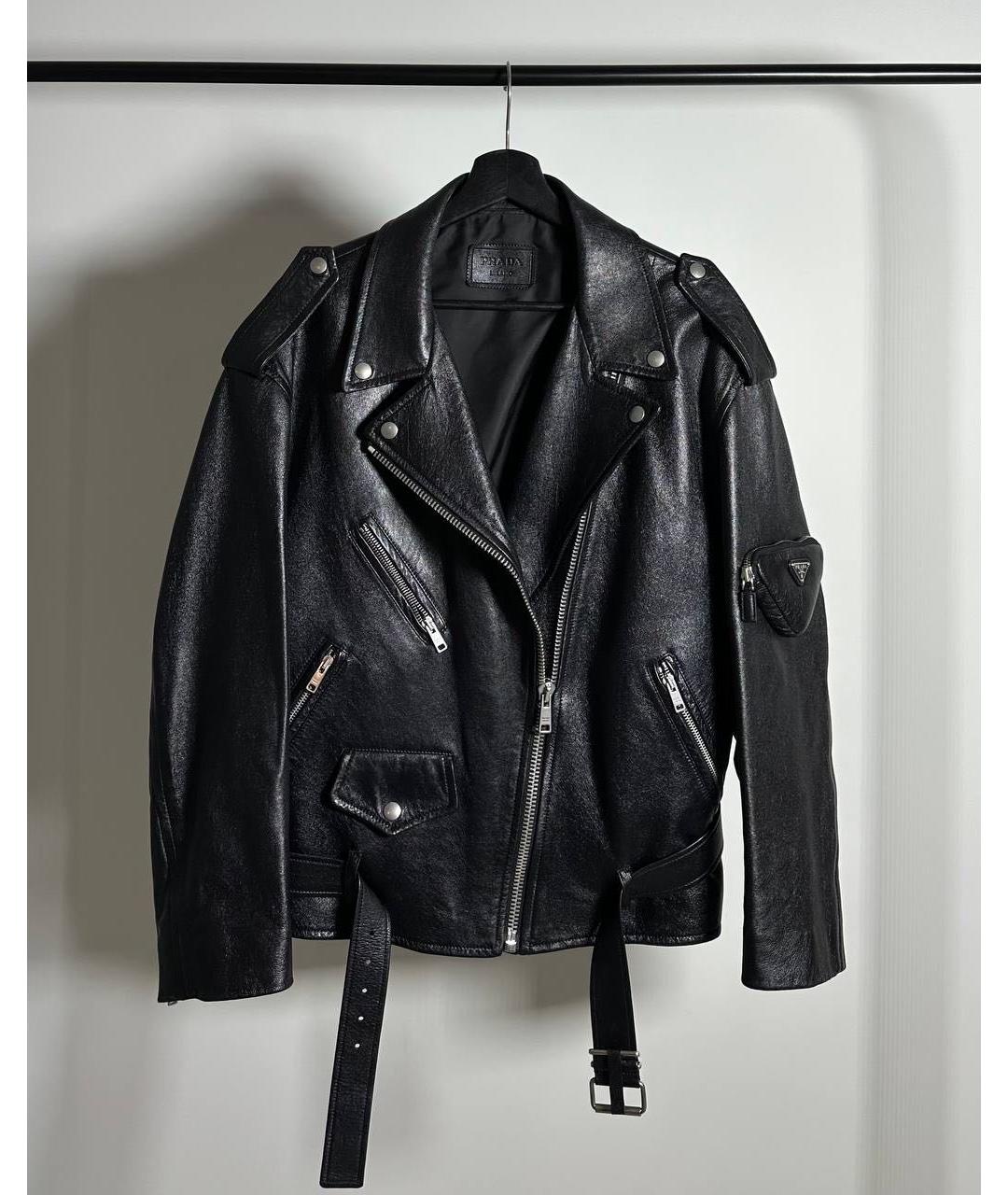 PRADA Черная кожаная куртка, фото 2