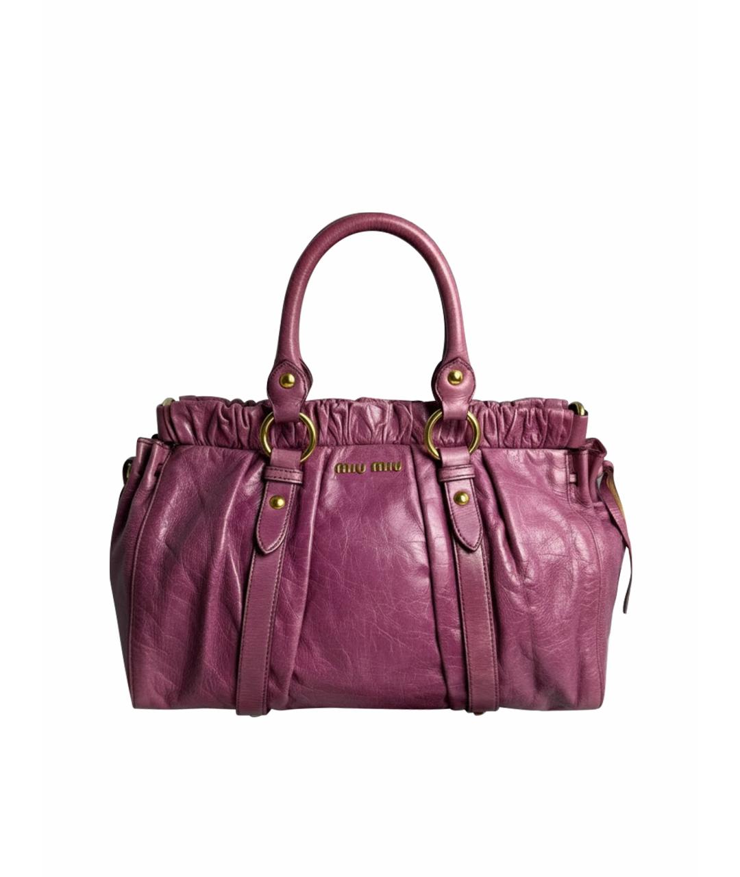 MIU MIU Розовая кожаная сумка с короткими ручками, фото 1