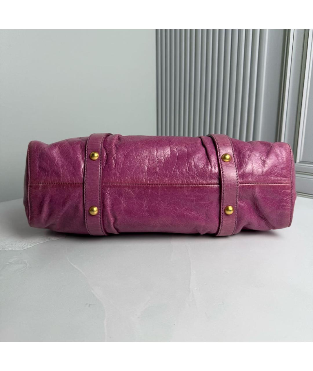 MIU MIU Розовая кожаная сумка с короткими ручками, фото 3